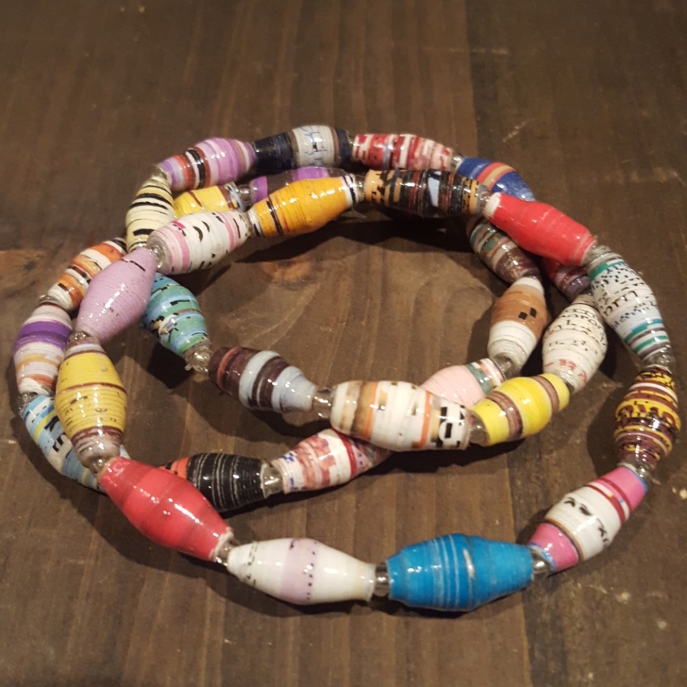 Set of 3 African paper bracelets